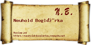 Neuhold Boglárka névjegykártya
